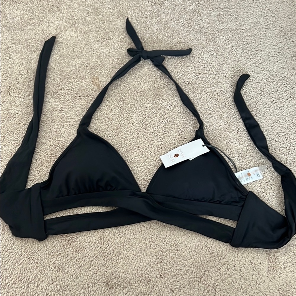 Shade & shore Black cut out Halter Bikini Top